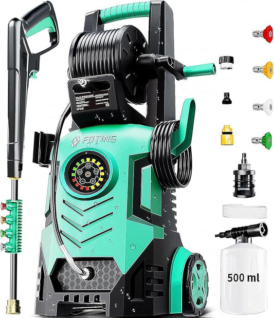 2026New Pressure Power Washer 5000PSI with Adjustable Touch Screen 8 Level, 34" Tall, 4 Quick Connect Nozzles,Inlet Hose&Filter&500mlFoam Cannon for Cars/Fences/Driveways/Home Cleaning (Blue)