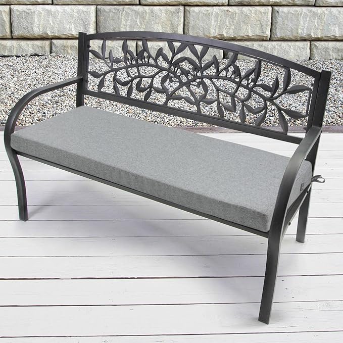 FUNHOME Outdoor Bench Cushion Covers,45" x 18" x 3", No Insert! Patio Cushion Covers Replacement for Outdoor Furniture,Water Resistant Patio Loveseat Cushion Covers 1 Pack, Light Grey (Covers ONLY)