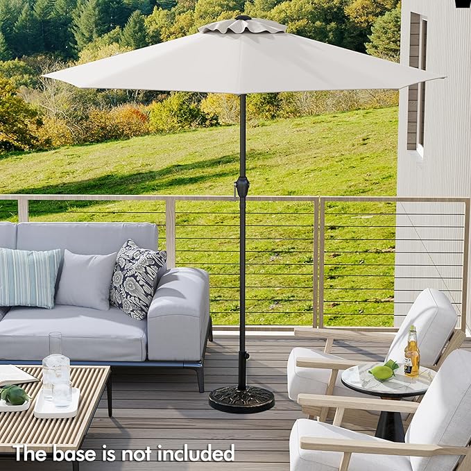 Tangkula 8.5 FT Outdoor Patio Umbrella, Modern Table Umbrella with 8 Heavy Duty Ribs, Vented Top & Crank Handle, Sun-proof Canopy, Market Umbrella for Patio, Garden, Poolside (Beige)