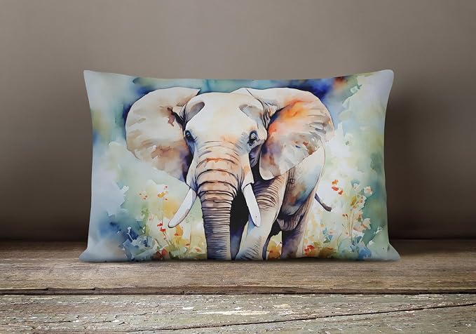 Caroline's Treasures DAC2908PW1216 Elephant Throw Pillow Machine Washable, Indoor Outdoor Decorative Pillow for Couch, Bed or Patio, 12HX16W