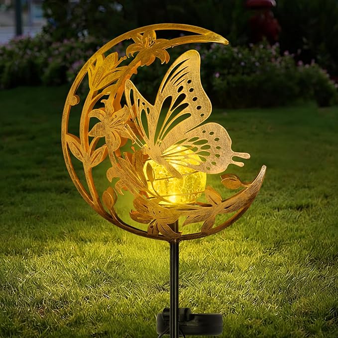 Solar Lights Outdoor Mothers Day Gifts Garden Decor Mothers Day Gifts for Women Mom Grandma Sister Butterfly Fairy Solar Lights Metal Solar Garden Decoration for Yard, Patio, Backyard, Porch, Lawn