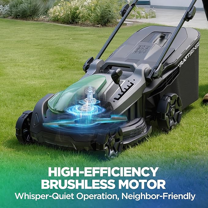 18" Electric Lawn Mower, 40V Self-Propelled Cordless Lawn Mower with 2x5.0Ah Batteries, Brushless Motor, 2-in-1 Mulching & Bagging, 6-Position Height Adjustment, for Small to Medium Yards