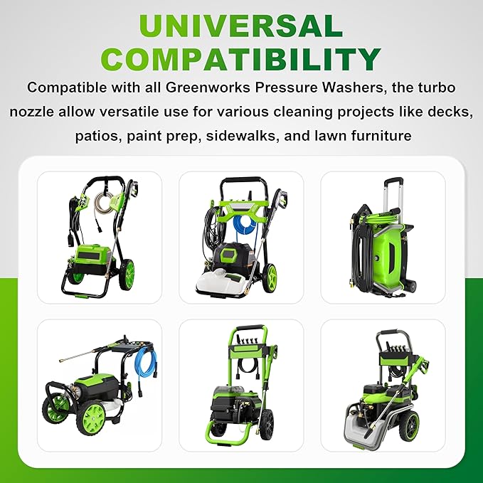 2000 PSI Universal Turbo Nozzle for Greenworks Pressure Washer Attachment 5201402, 1/4-Inch Quick Connect