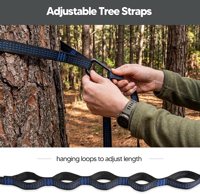 SUNCREAT Camping Hammock – up to 450lbs Portable Hammock with Tree Straps - Travel, Backpacking, Hiking, Black