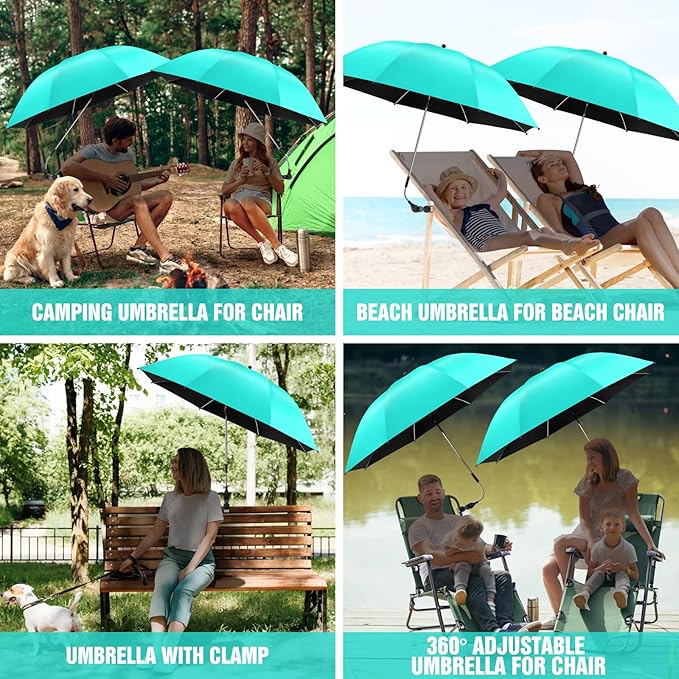 Beach Umbrella, 360 ° Chair Umbrella with Clamp, UPF50+ Shade for Beach, Sand, Patio, Yard (Not Includ Chair)