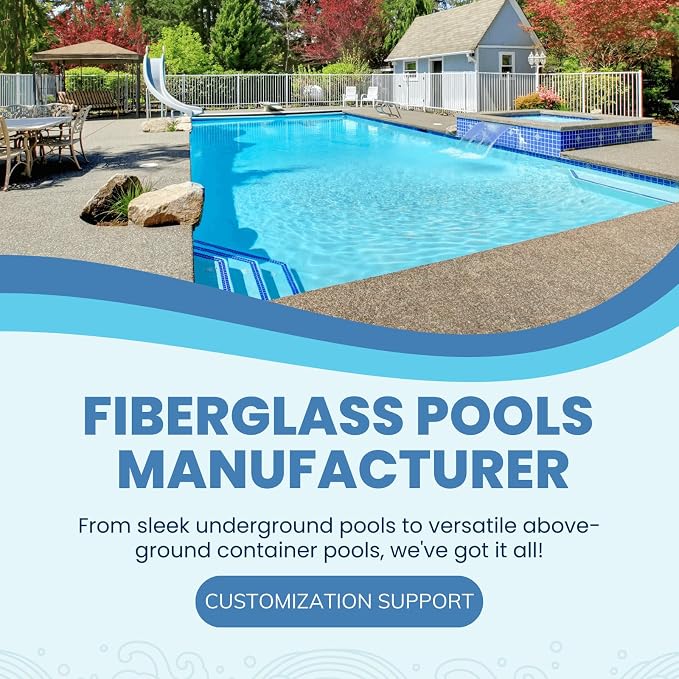 Fiberglass Swimming Pools Size 21.32' x 8.04' x 4.76' Outdoor Swimming Pools Shell, Big Pools for Backyard Beach Swimming Pool for Adults, Children with Water Pump and Sand Tank