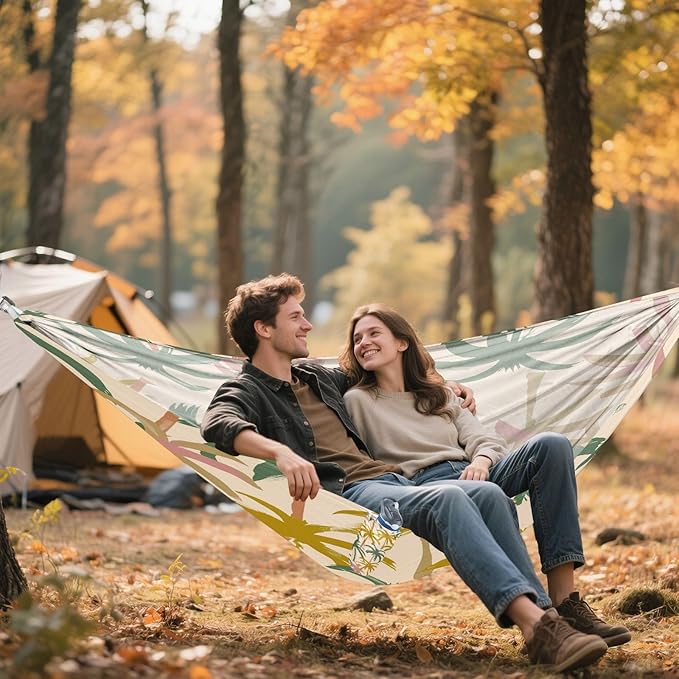 Hammocks for Outside Vintage Palm Trees Camping Hammock Portable Hammocks with Tree Straps and Carry Bag Camping Accessories for Hiking Beach Outdoor