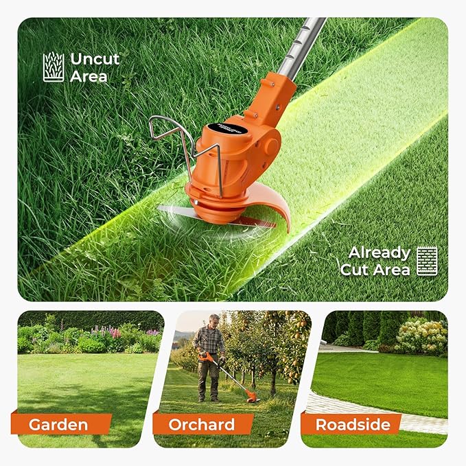 Weed Wacker, Height Adjustable Brush Cutter, Dual Safety Switch, Stringless Grass Trimmer Garden Lawn Yard Courtyard
