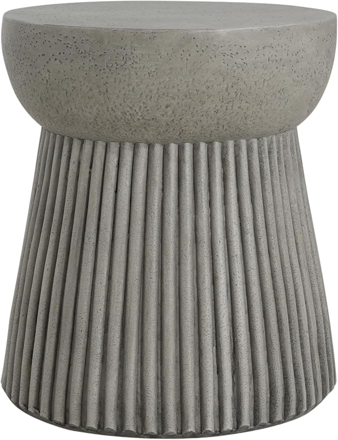 Christopher Knight Home Jaym 16.75" H Indoor Outdoor Accent Side Table, Patio Decorative End Table, Hourglass-Shaped Lightweight Concrete Garden Stool for Patio Balcony & Garden Decor, Light Gray