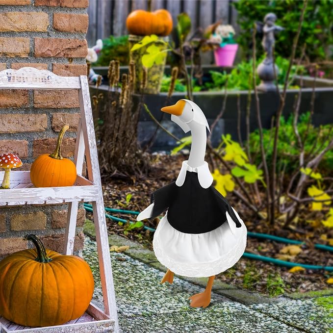 Pilgrim Goose Outfit Lawn Porch Thanksgiving Clothes Costume for 23" Cement Goose Outdoor Garden Yard Decor(Pilgrimage)