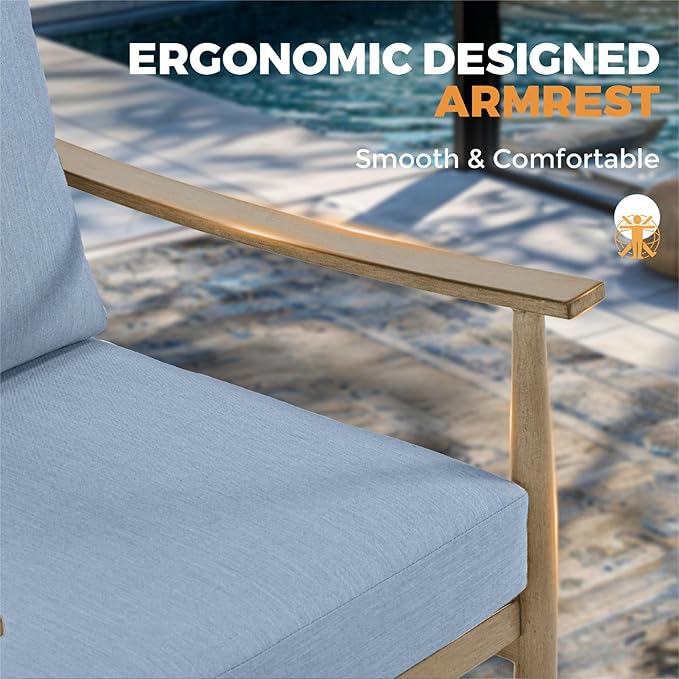 HAPPATIO Patio Outdoor Furniture Set - 6 Pieces Aluminum Outdoor Conversation Set with 1 Cushioned Loveseat, 1 Coffee Table, 2 Swivel Chairs, and 2 Ottomans for Yard, Porch, and Deck (Brown)