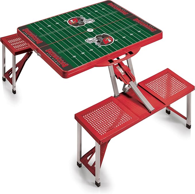 PICNIC TIME NFL Picnic Table Portable Folding Table with Seats and Umbrella