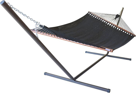 Jumbo Caribbean Hammock and Metal Tribeam Stand (Black)