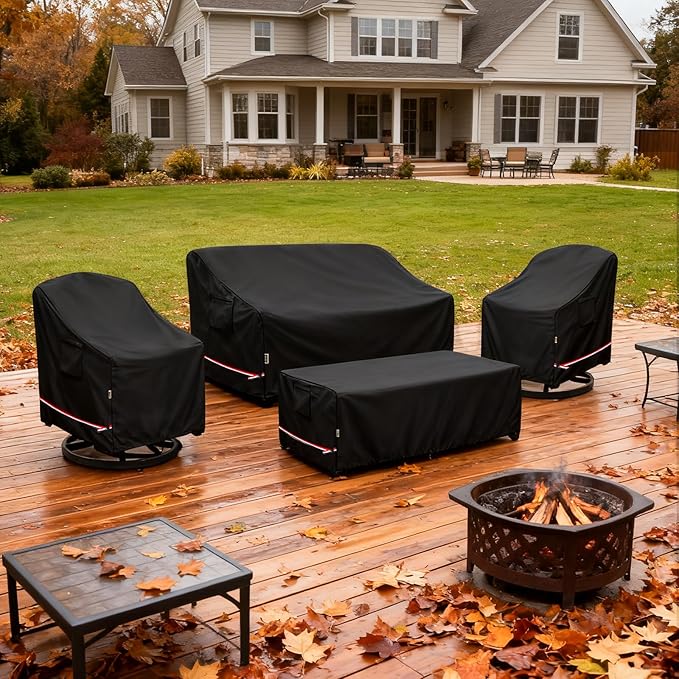 Patio Chair Covers for Outdoor Furniture Waterproof 4 Pack, Heavy Duty Waterproof Outdoor Swivel Chair Cover (35"W x37"D x36"H - Black)