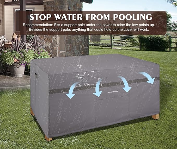 Patio Table Covers Waterproof Rectangular, Hickory Patio Furniture Cover Gray 109''L x 84''W x 32''H Rectangle Outdoor Lawn Table and 7-9 Chairs Covers All Weather Proof