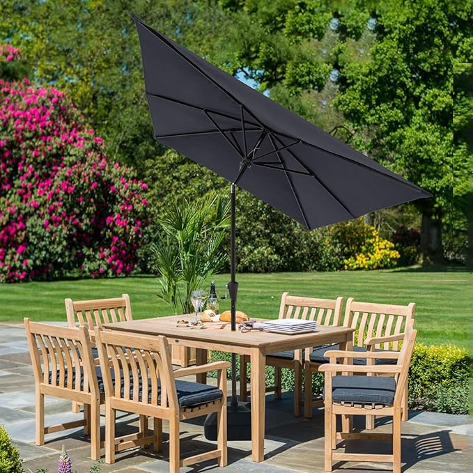 COBANA 6.6 x 9.8ft Rectangular Patio Umbrella, Outdoor Table Market Umbrella with Push Button Tilt/Crank,Patio Umbrella Rectangular for Backyard, Garden