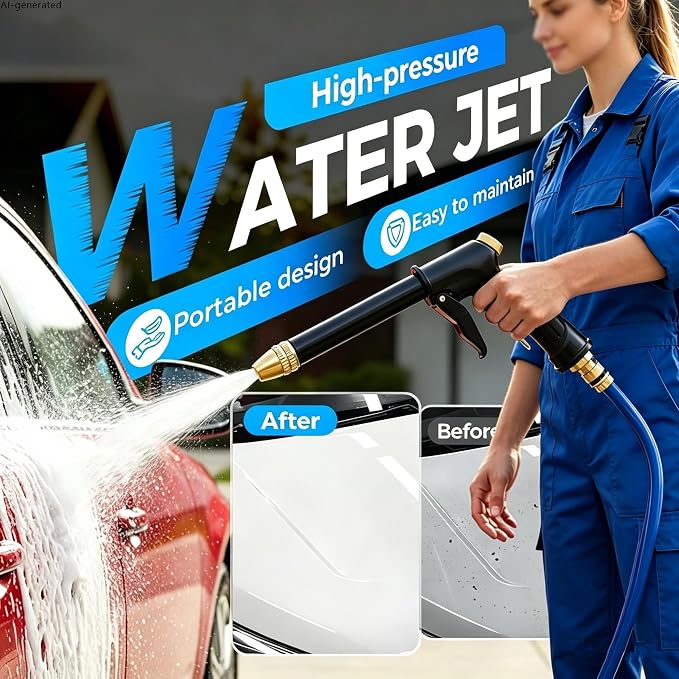 Pressure Washer Hose Attachment, 2026 High Pressure Water Hose Nozzle, Turn Garden Hose into Pressure Washer Wand, for Car, Patio, Gutter, Pet, Window Cleaning with 3 Adjustable Jet Nozzle(Black)