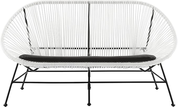 Linon Charleston White Woven Hammock Style Outdoor Loveseat