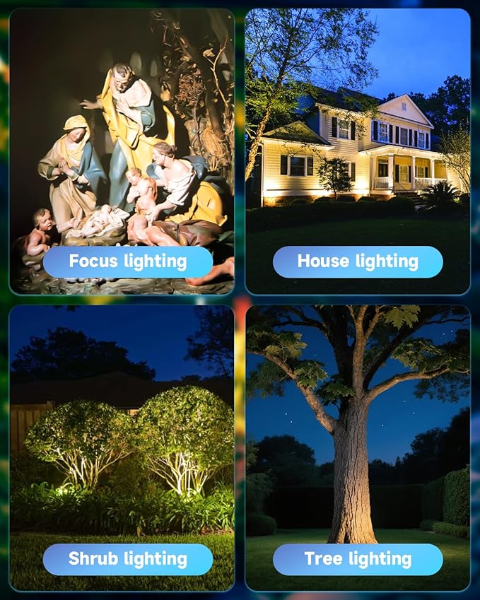 Outdoor Spot Lights for Yard 12V Wired Low Voltage Landscape Spotlights Aluminum Spot Lights with 4W MR16 LED Bulb Warm White, Waterproof Ip65 Spotlight Outdoor for Garden and Yard 4-Pack