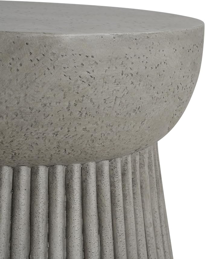Christopher Knight Home Jaym 16.75" H Indoor Outdoor Accent Side Table, Patio Decorative End Table, Hourglass-Shaped Lightweight Concrete Garden Stool for Patio Balcony & Garden Decor, Light Gray