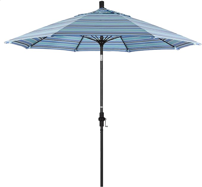 California Umbrella 9' Round Crank Lift, Collar Tilt, Aluminum Pole, Fiberglass Rib Patio Umbrella,