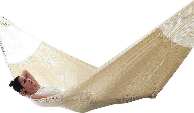 Traditional Maya Hammock -Natural Hammock (Large) - Thick Nylon Thread
