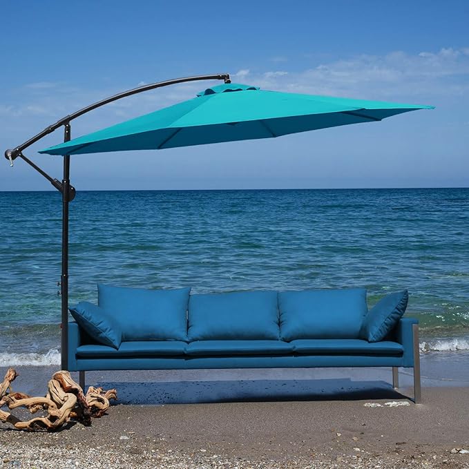 ABCCANOPY Cantilever Patio Umbrella with base included, 360° Rotation Outdoor Offset Umbrella for Backyard, Deck, Poolside