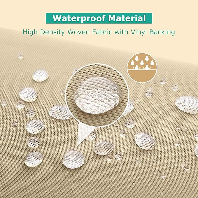 SunPatio Outdoor Ottoman Cover, Heavy Duty Waterproof Rectangular Coffee Table Cover, Patio Furniture Side Table Cover, All Weather Protection, 40" L x 30" W x 18" H, Beige