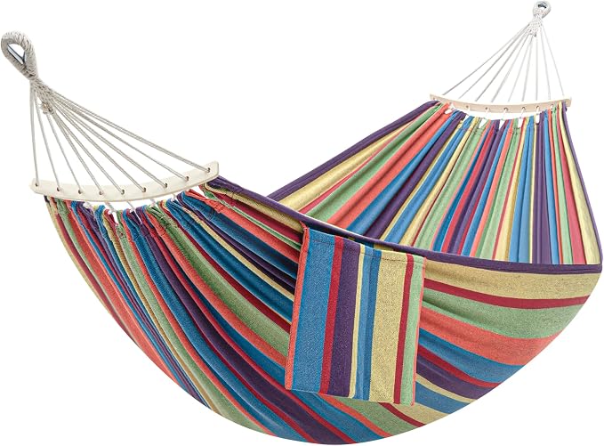 GAFETE Double Hammock for Outside with Tree Straps, Replacement for Stand（Classic Red, Medium）