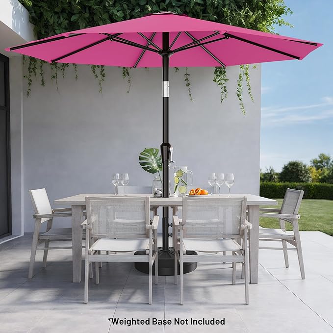 AreShark 10 FT Outdoor Patio Umbrella, Patio Table Umbrella with Push Button Tilt and Crank, Outdoor Patio Umbrellas with 8 Fiberglass Ribs, Patio Umbrellas for Market, Garden, Pool (Rose Pink)