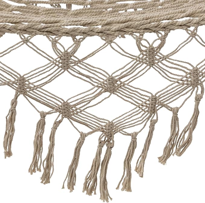 Northlight 74" White Lattice Macrame Rope Hammock with Wooden Bars