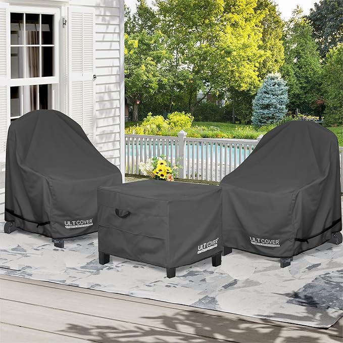 ULTCOVER Waterproof Patio Ottoman Cover Rectangular Outdoor Side Table Furniture Covers Size 40L x 30W x 20H inch, Black