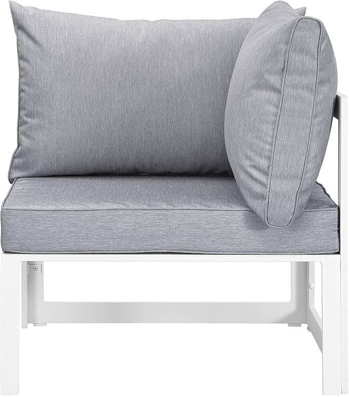 Modway Fortuna 6-Piece Aluminum Outdoor Patio Sectional Sofa Set in White Gray