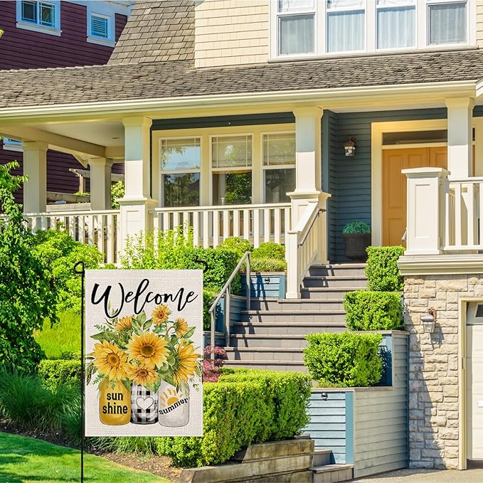 wyooxoo Spring Summer Flower Garden Flag 12x18 Inch Double Sided Vertical Welcome Garden Flag Outside Farmhouse Yard Outdoor Decoration (N)