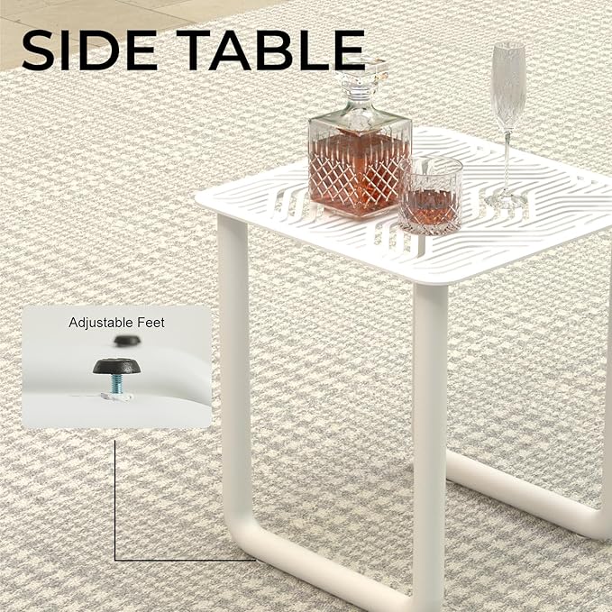 MBY Outdoor Aluminum Patio Furniture Set, 2-Seats Patio Conversation Sofa Set with 2 Ottomans and 6.7" Thickened Cushions, All Weather for Pool, Garden(White)