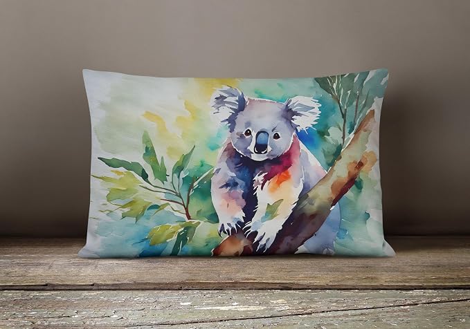 Caroline's Treasures DAC2938PW1216 Koala Throw Pillow Machine Washable, Indoor Outdoor Decorative Pillow for Couch, Bed or Patio, 12HX16W