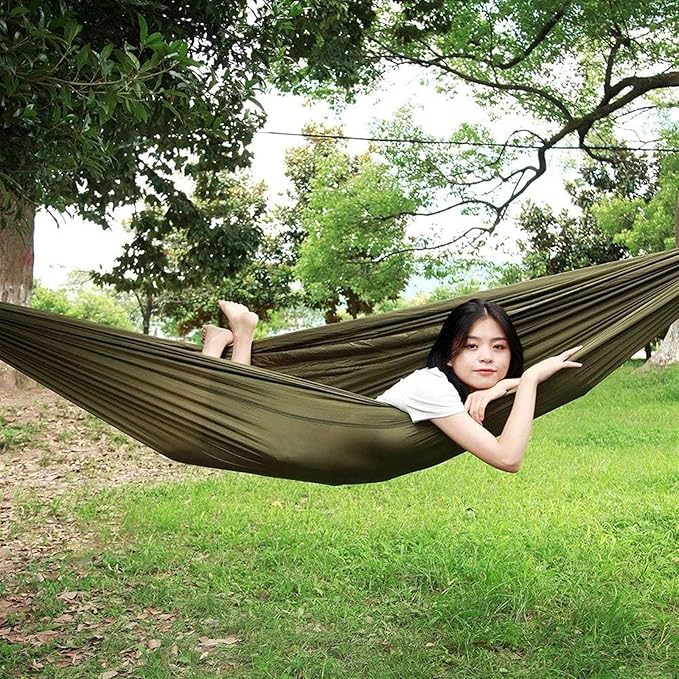 200x300 Cm Double Hammock with Hanging Straps and Carabiners,Made from Parachute Nylon Fabric Buiten Hammock ()