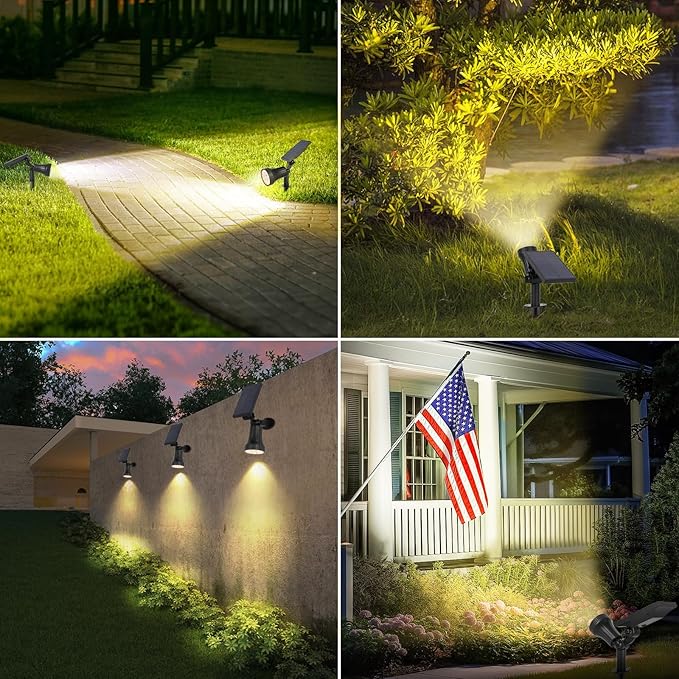 Bosceos Solar Lights Outdoor Waterproof, 30LEDs Solar Spot Pathway Lights with 3 Modes, Garden Light Auto ON/Off, Landscape Lighting for Pool Tree Wall Driveway (Warm White, 2-Pack)