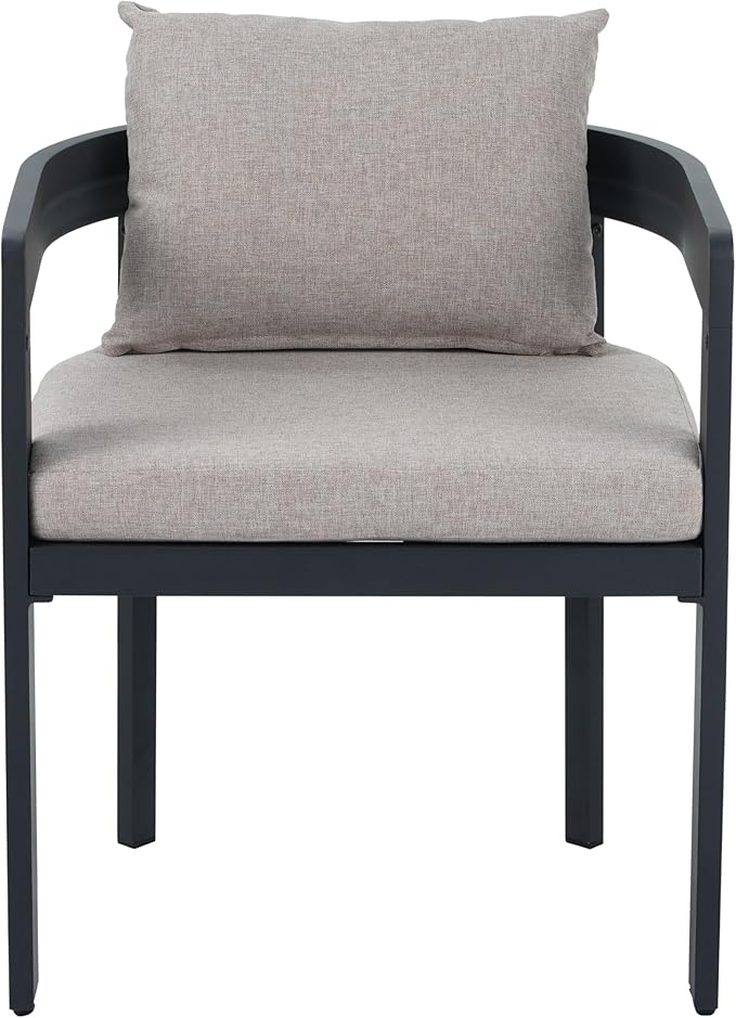 Christopher Knight Home Visol Acacia Wood Outdoor Dining Set for 8, 9 Piece Patio Dining Table and Chair Set, Aluminum Outdoor Dining Chair and Table Set with Removable Cushion, Teak+Gray+Dark Gray