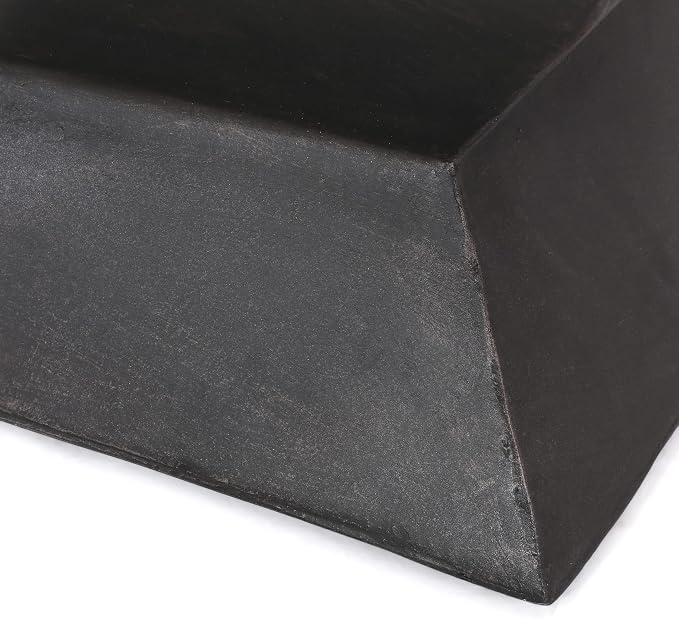 Outdoor Concrete Side Table, Cylinder Patio End Table, Faux Stone Accent Table with Geometric Pedestal for Indoor Outdoor, Garden Stool Coffee Table for Patio, Garden, Backyard - 15.5" Black MgO