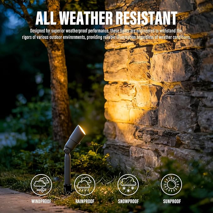 VENUS MANUFACTURING Low Voltage LED Spotlight 12V Outdoor Spot Lights Landscape Lighting 3 Watt 3000K Warm White Light Weatherproof Spot Light for Garden Trees with Spike & Connector 4Pack