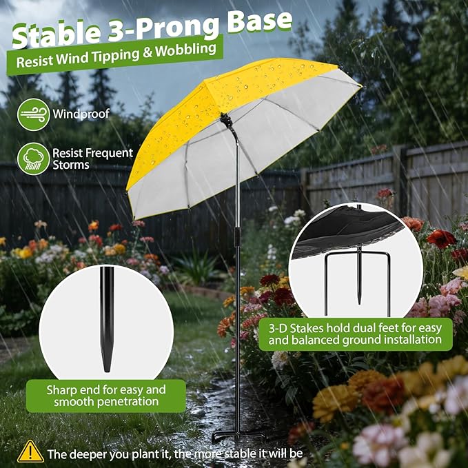 Plant Umbrellas, 5Pack 360°Adjustable Garden Umbrella for Outdoor Plants,24” Large Sun Shade for Garden Beds Potted Plants, 47.8" High Plant Shade Cover Umbrellas for Sun-Sensitive Plants