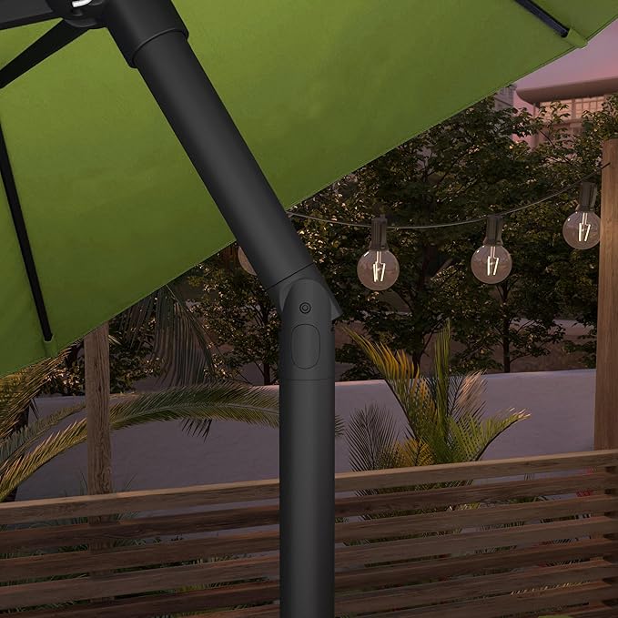 Sunline 9 ft Patio Umbrella with Crank & Push Button Tilt, Outdoor Market Umbrella with UV Protection & Wind Vent, Metal Frame for Deck, Pool & Table, Lime