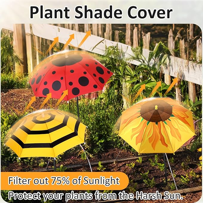 Plant Umbrellas for Outdoor Plants, Large Garden Plant Umbrella Shade Upgraded Adjustable Angle Height for Potted Plants Garden Beds