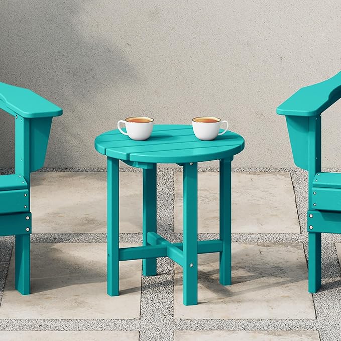 WestinTrends Dylan Adirondack Round Outdoor Side Table, Turquoise