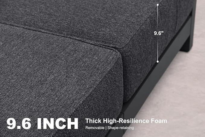 PURPLE LEAF Patio Furniture Set U-Shaped Outdoor Couch with 9.6" Thick Cushion and Soft Pillows 9 Piece Outdoor Sectional Sofas with Table Modern Outdoor Conversation Sets for Yard Porch Deck, Grey