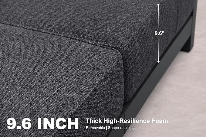 PURPLE LEAF Patio Furniture Set U-Shaped Outdoor Couch with 9.6" Thick Cushion and Soft Pillows 7 Piece Outdoor Sectional Sofas with Ottoman Modern Patio Conversation Sets for Yard Porch Deck, Grey