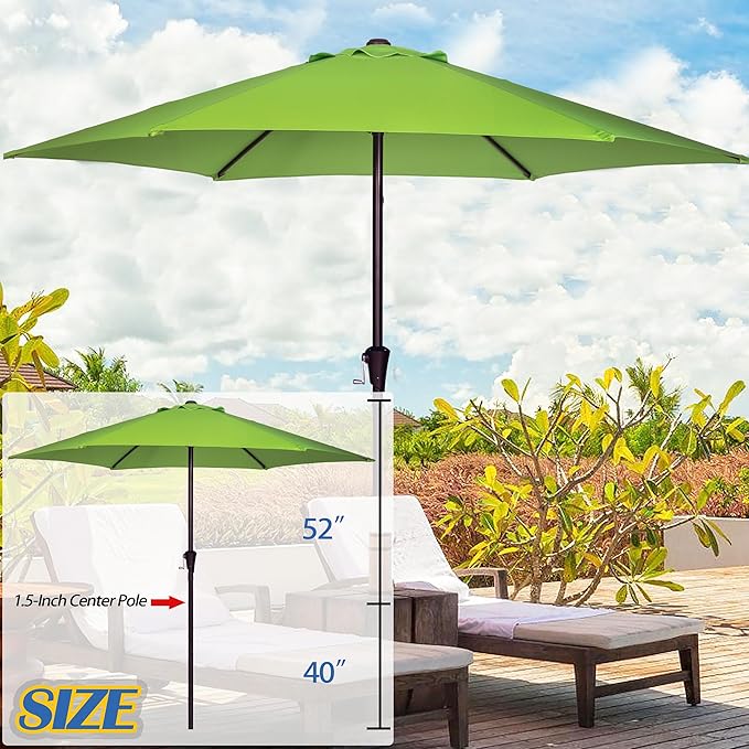 Sunnyglade 9FT Outdoor Patio Umbrella, Market & Table Umbrella with 6 Sturdy Ribs and Crank System, Fade-resistant & Waterproof for Garden Backyard Poolside Deck