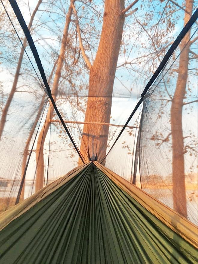 Sunyear Camping Hammock with Rain Fly and Net - Outdoor Hammock Accessories-Hammock Tent for Outside-Keep Side Wind&Rain-Large and Heavy Duty