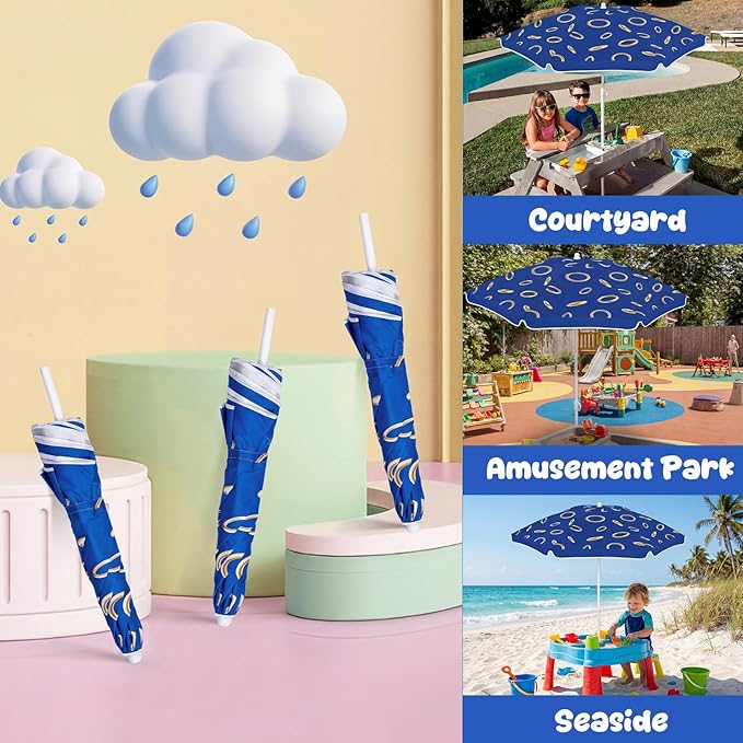 Dansydaisy Beach Umbrella for Water Table, Picnic Table Shade, 47 Inch Replacement Portable Outdoor Umbrella, UV Protection for Sand Play Camping Patio Garden, Tables Not Included
